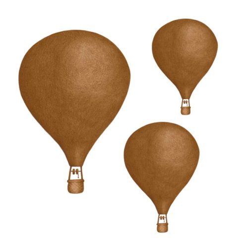 Set of three dark gold hot air balloon wall decals for nursery