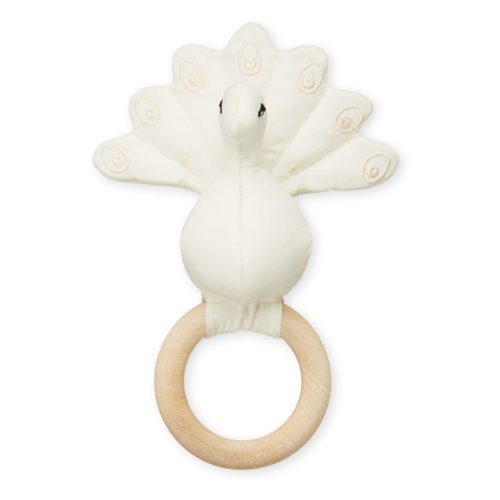 Cam Cam Organic Peacock rattle for baby creme white