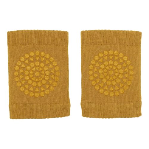 Baby crawling traction knee pads in soft mustard colour